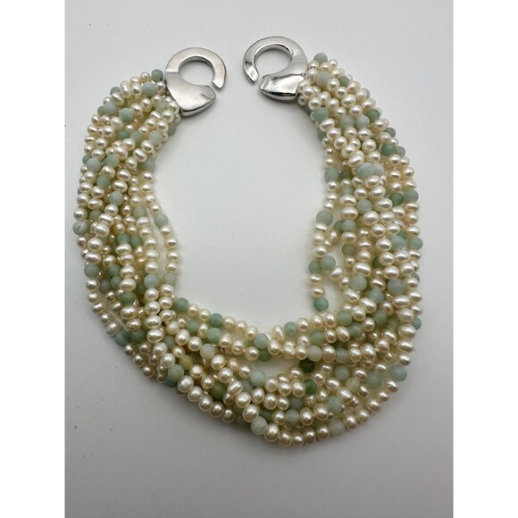 9 strand freshwater Pearl gemstone beaded bracelet 9” - Picture 4 of 7